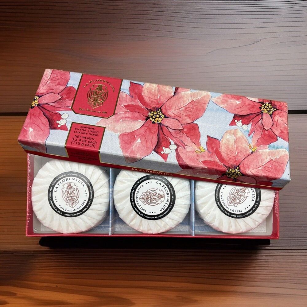 La Florentina Vanilla & Sandalwood Luxury Bar Soap Giftable Set Handmade Italy